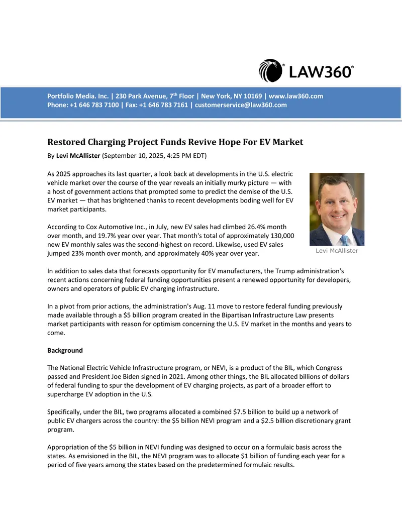 Restored Federal Funding for Electric Vehicle Charging Infrastructure