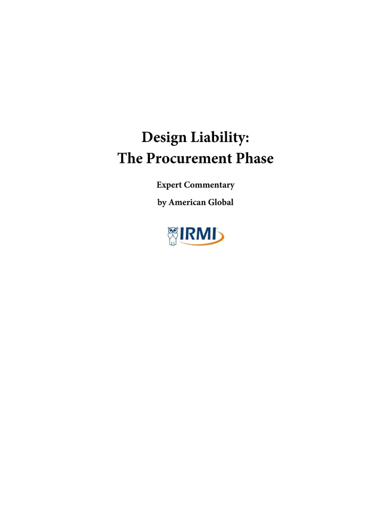 Design Liability in the Procurement Phase