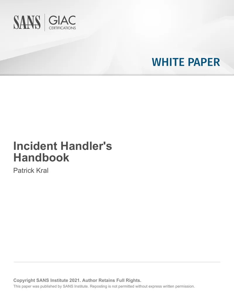 Incident Handlers Handbook Overview
