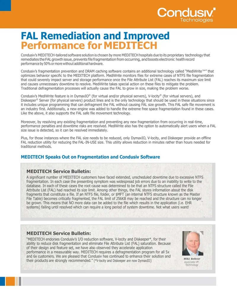 FAL Remediation and Performance Improvement for MEDITECH