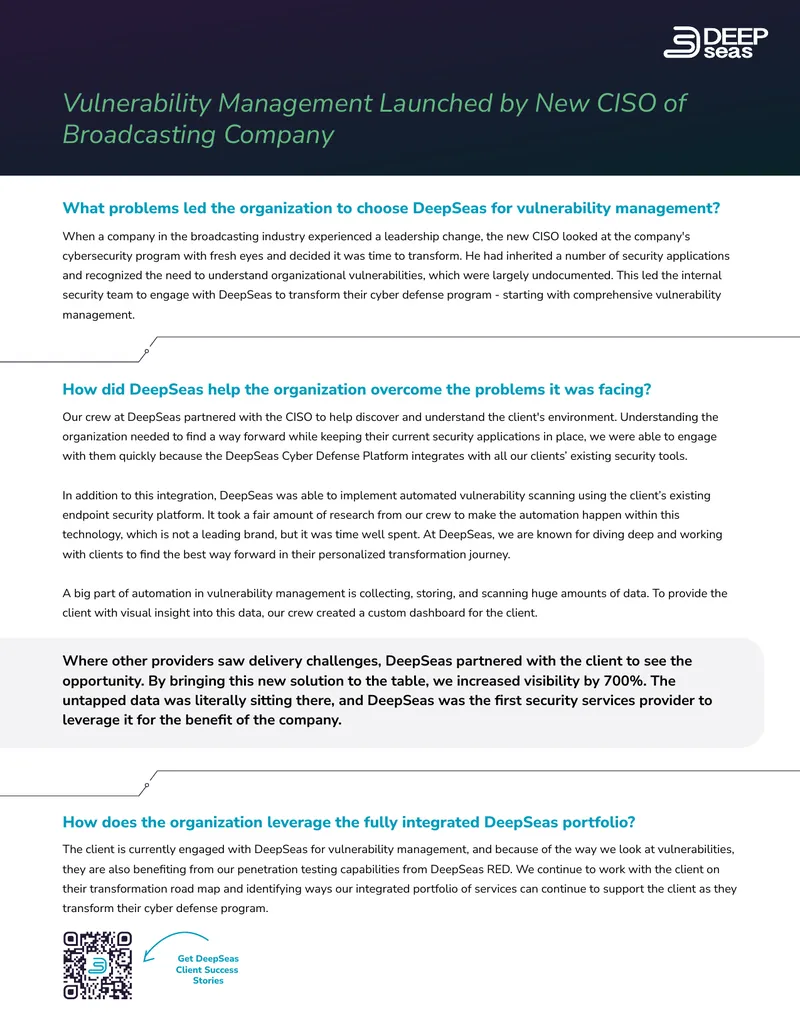 Vulnerability Management Implementation in Broadcasting Company