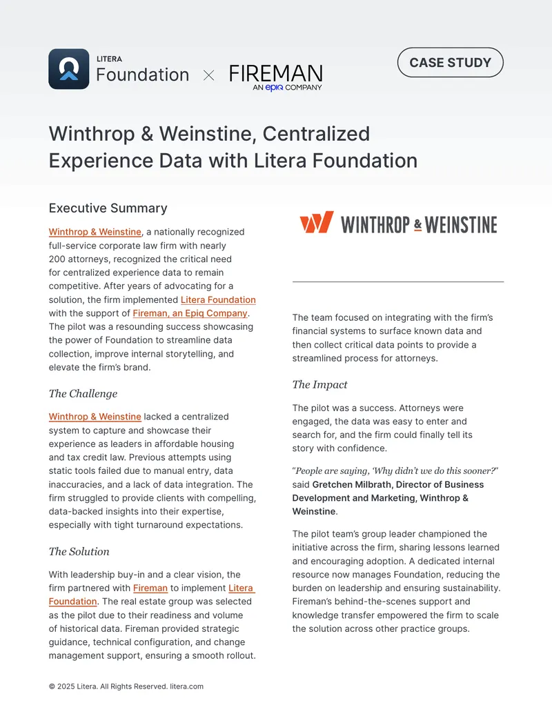Winthrop & Weinstine Experience Data Case Study