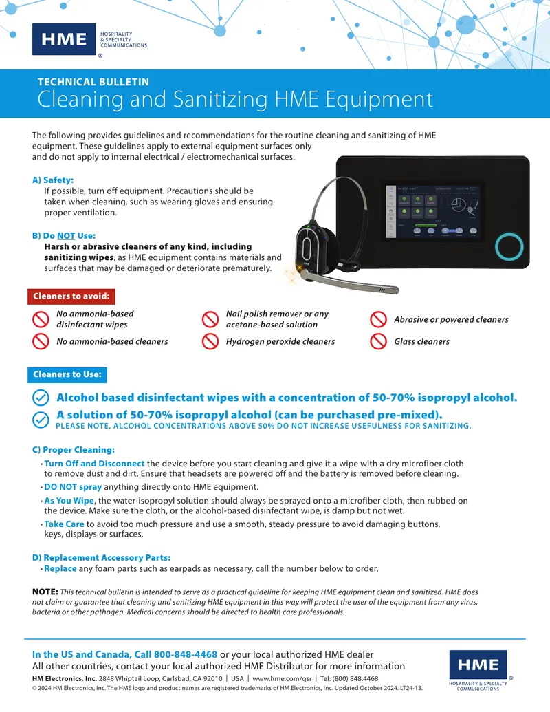 Guidelines for Cleaning and Sanitizing HME Equipment