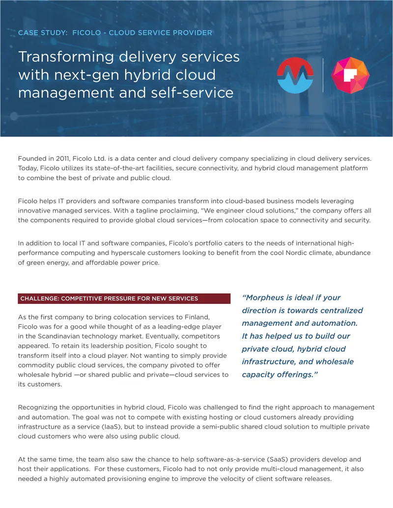 Ficolo Case Study on Hybrid Cloud Management