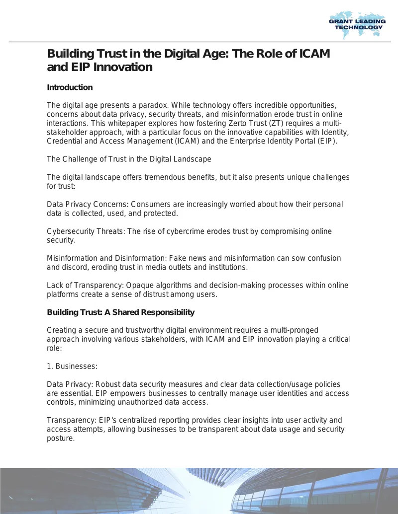 Building Trust in the Digital Age with ICAM and EIP preview page 1