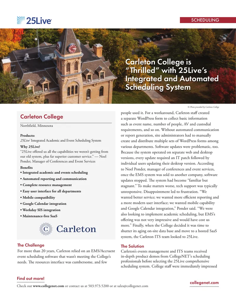 Carleton College 25Live Scheduling System Implementation