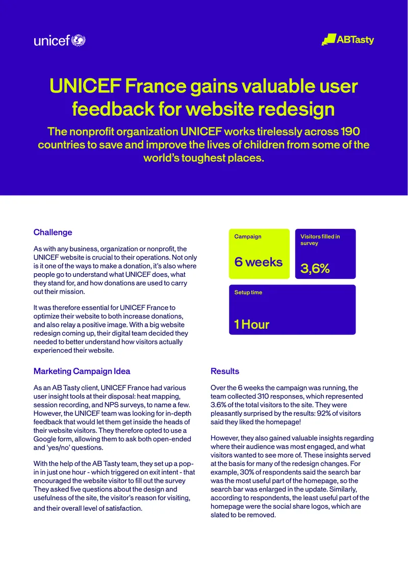 User Feedback Collection for UNICEF Website Redesign