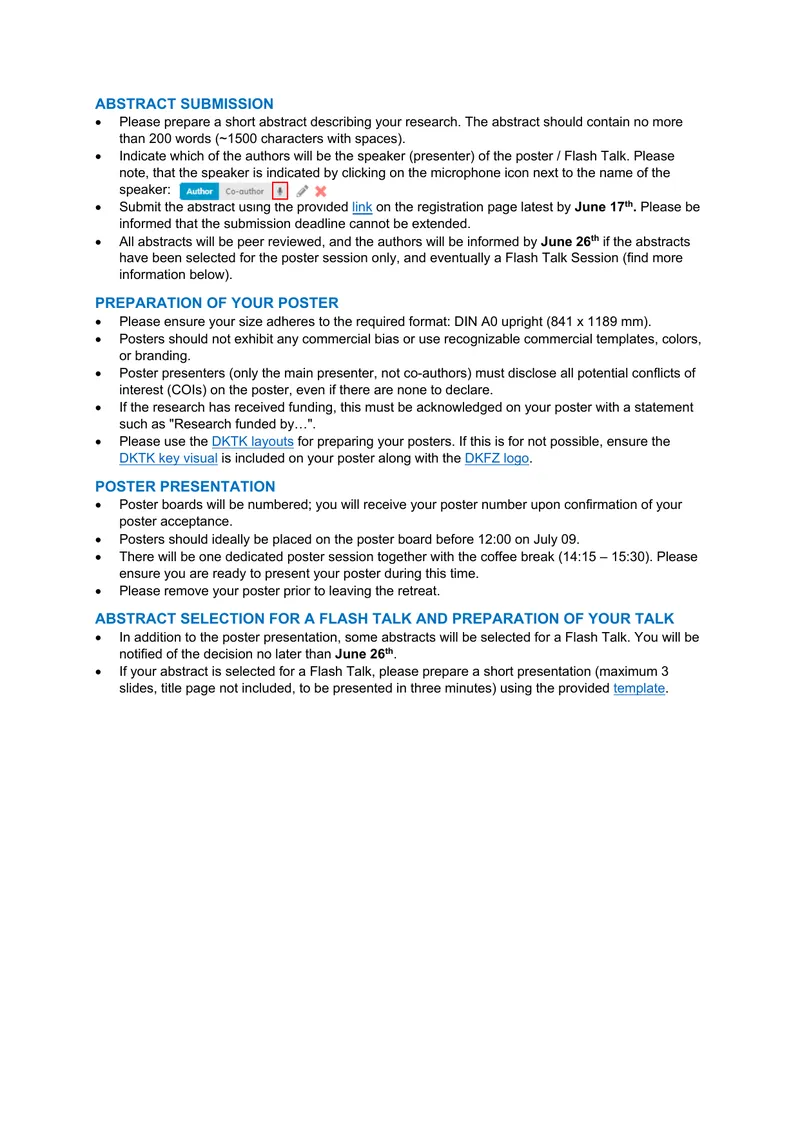 Guidelines for Abstract Submission and Poster Presentation