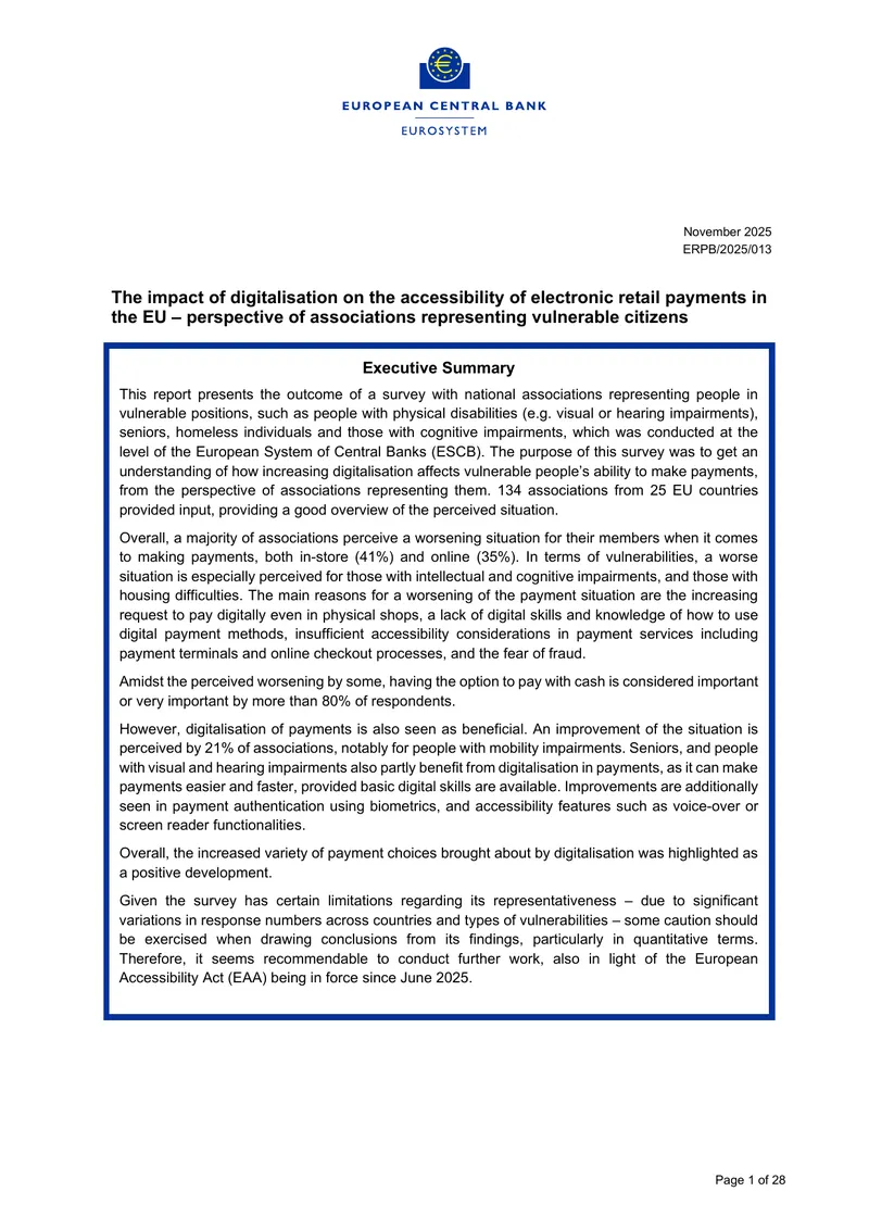 Impact of Digitalisation on Electronic Retail Payments