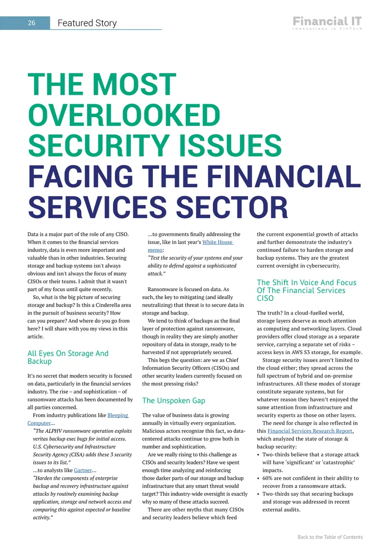 Storage and Backup Security in Financial Services