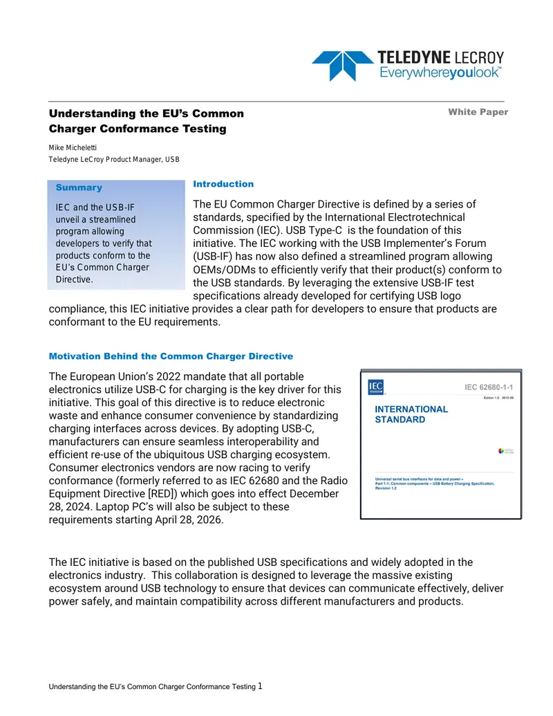 Understanding the EU Common Charger Conformance Testing