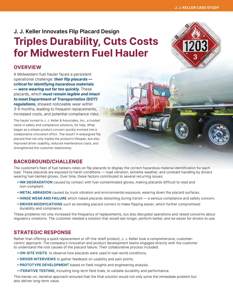 Innovative Flip Placard Design for Fuel Haulers