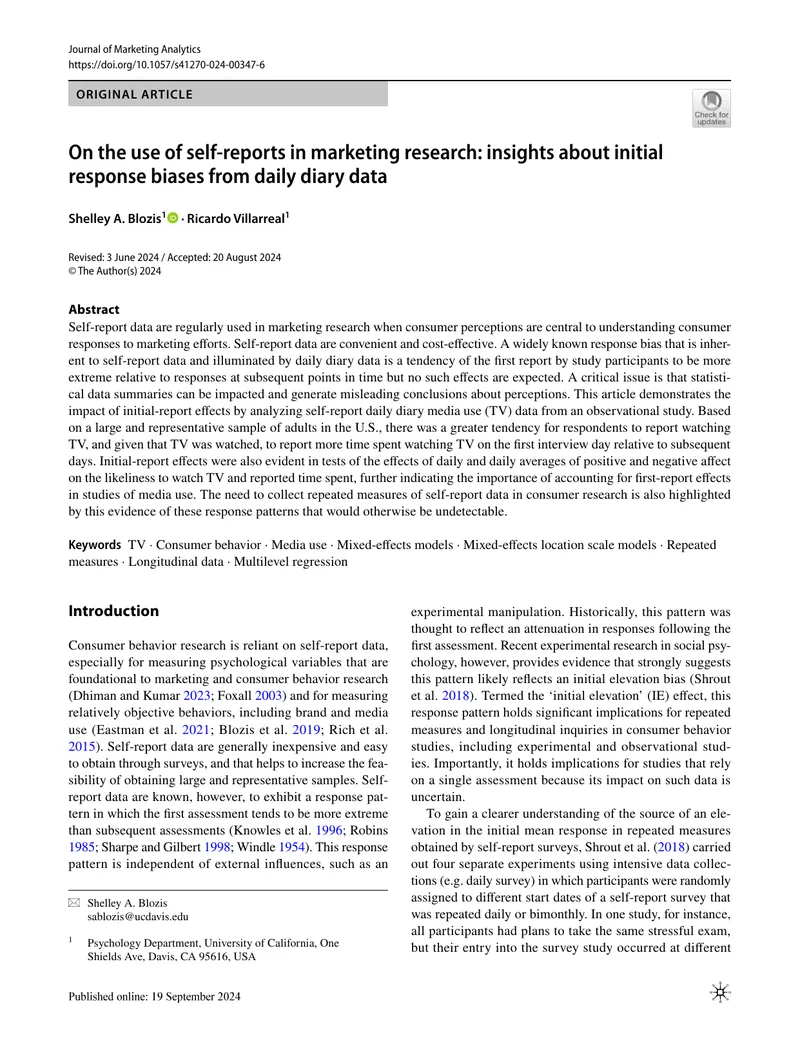 Impact of Initial Response Biases in Marketing Research