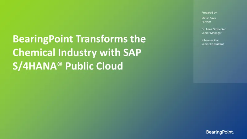 SAP S/4HANA Public Cloud Overview for Chemical Industry