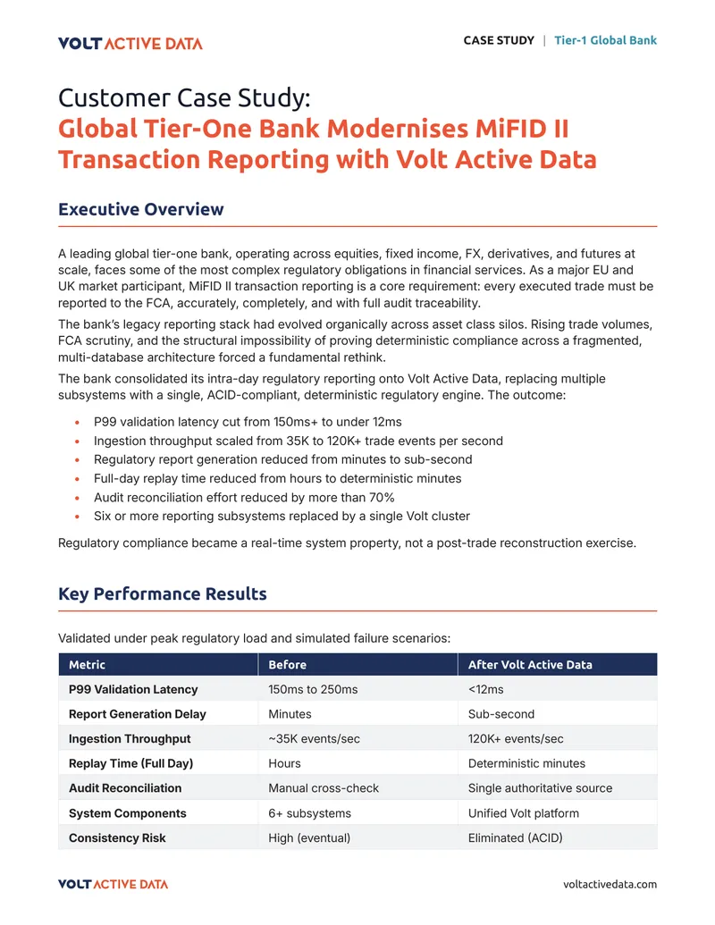 Global Tier-One Bank MiFID II Compliance Case Study