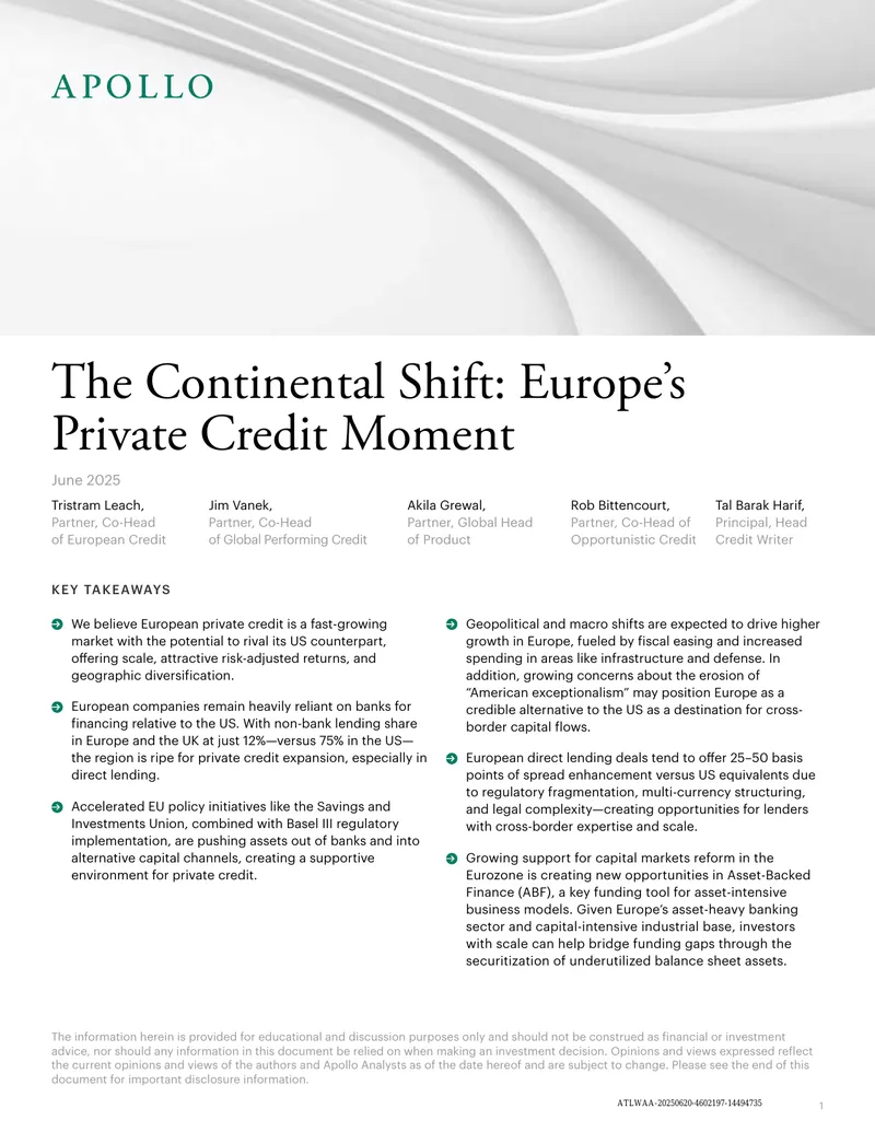 The Continental Shift in European Private Credit