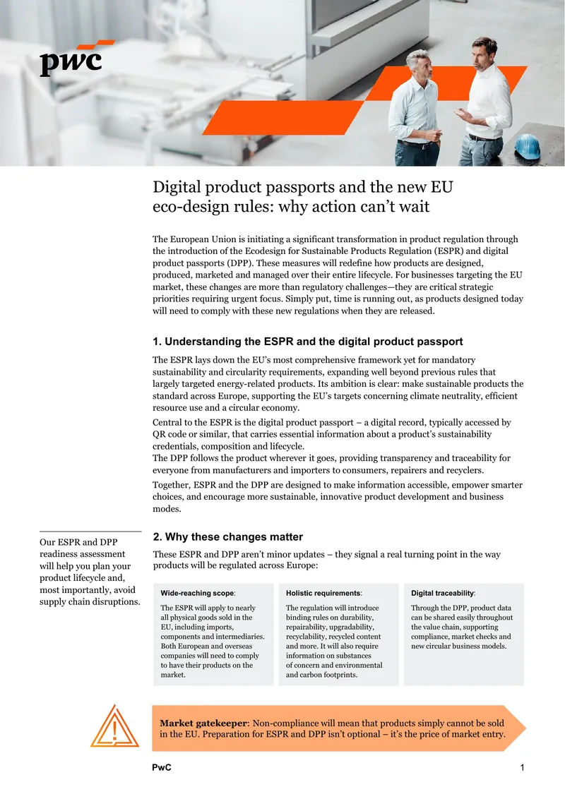 Digital Product Passports and EU Eco-Design Regulations
