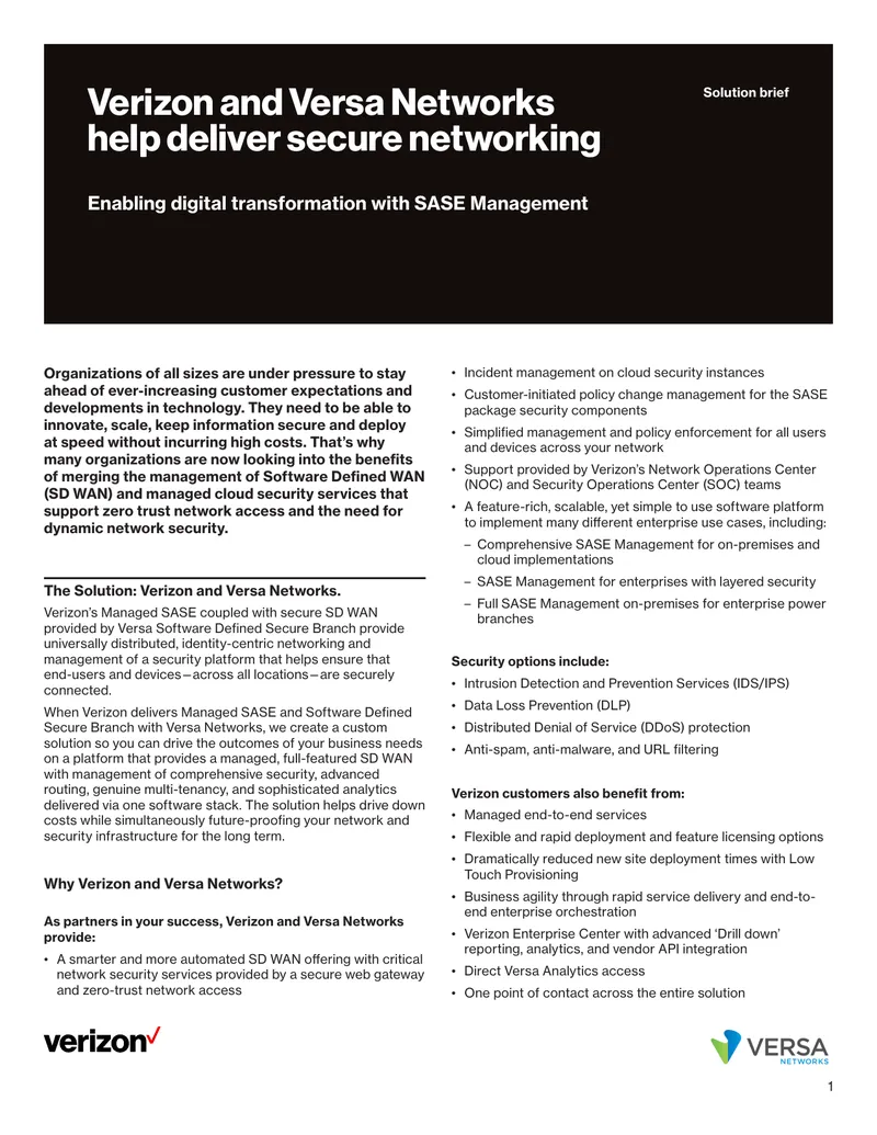 Managed SASE and Secure SD WAN Solutions