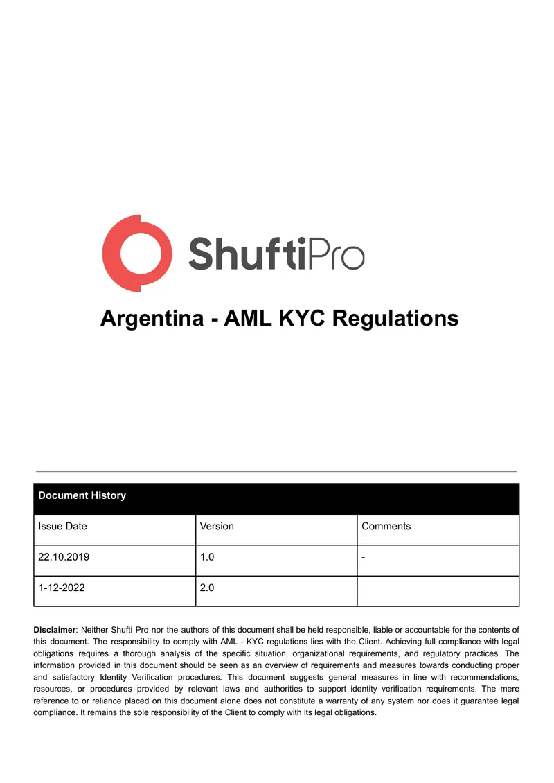 Argentina AML KYC Regulations Overview