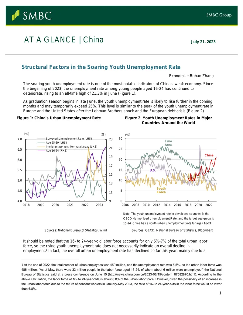 Structural Factors in China's Youth Unemployment Rate