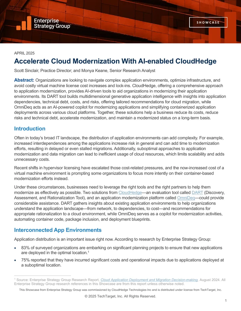 Accelerate Cloud Modernization With AI-enabled CloudHedge