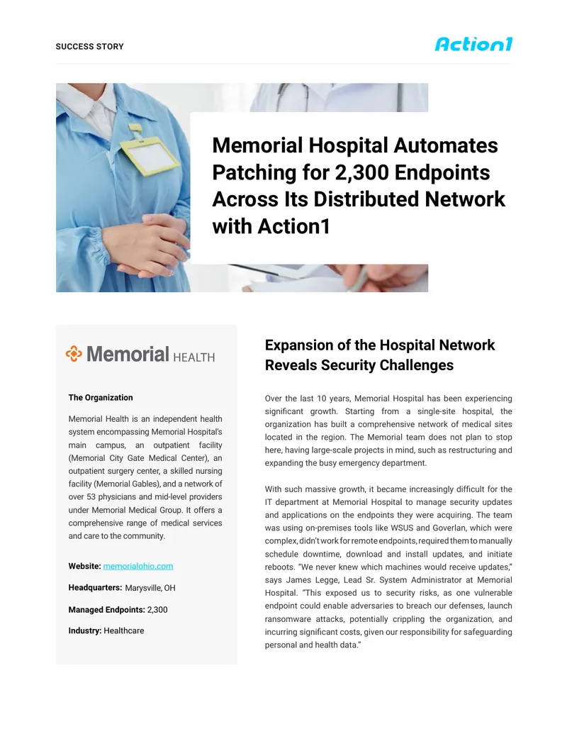 Memorial Hospital Endpoint Management Automation Case Study