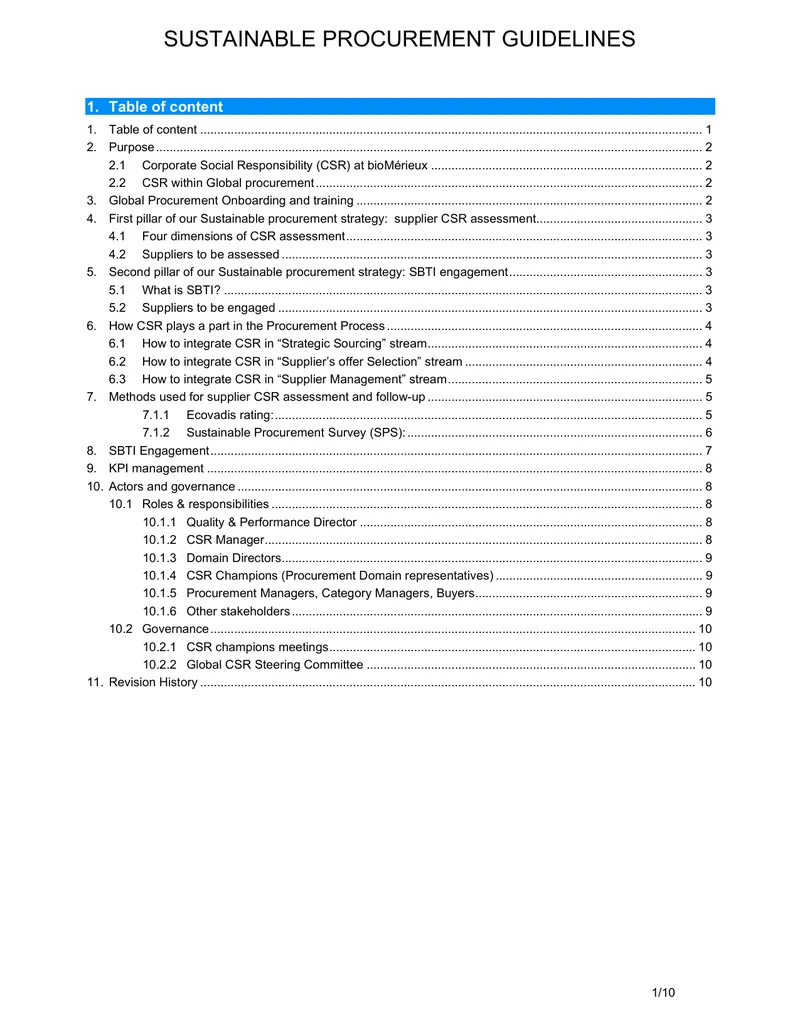 Sustainable Procurement Guidelines Overview