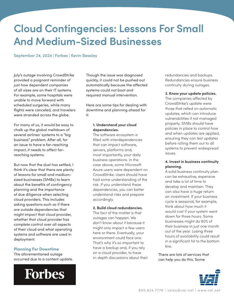 Cloud Contingencies: Lessons For Small And Medium-Sized Businesses