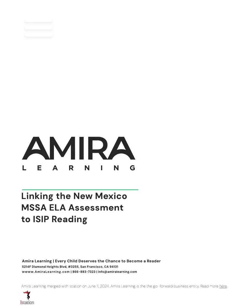 Linking New Mexico MSSA ELA Assessment to ISIP Reading