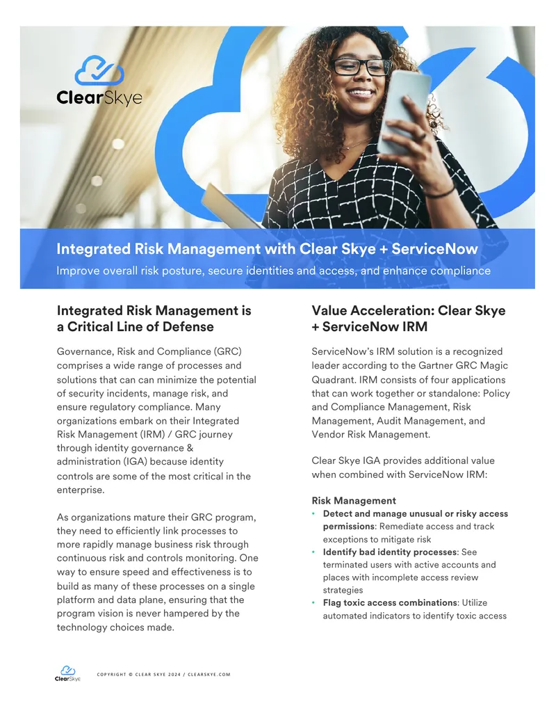 Integrated Risk Management with Clear Skye and ServiceNow