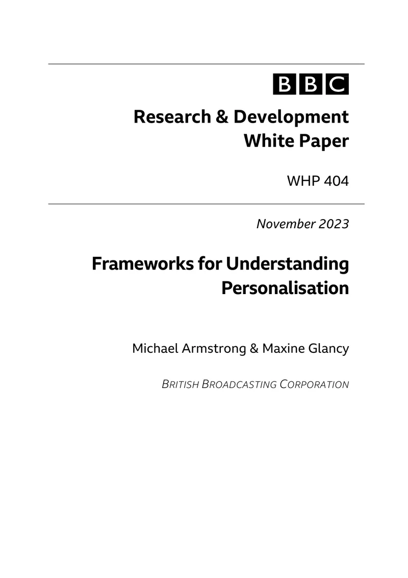 Frameworks for Understanding Personalisation in Media