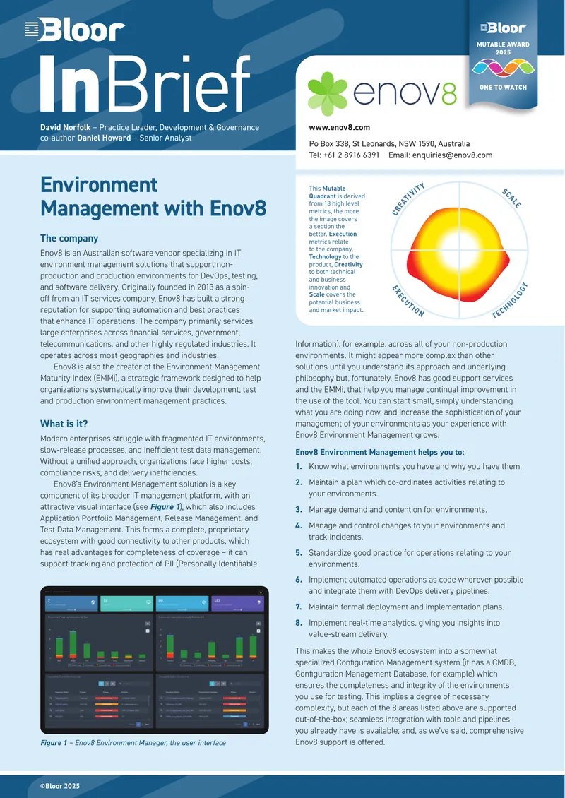 Enov8 Environment Management Overview