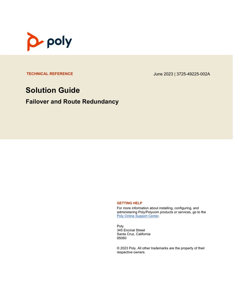 Failover and Route Redundancy Solution Guide