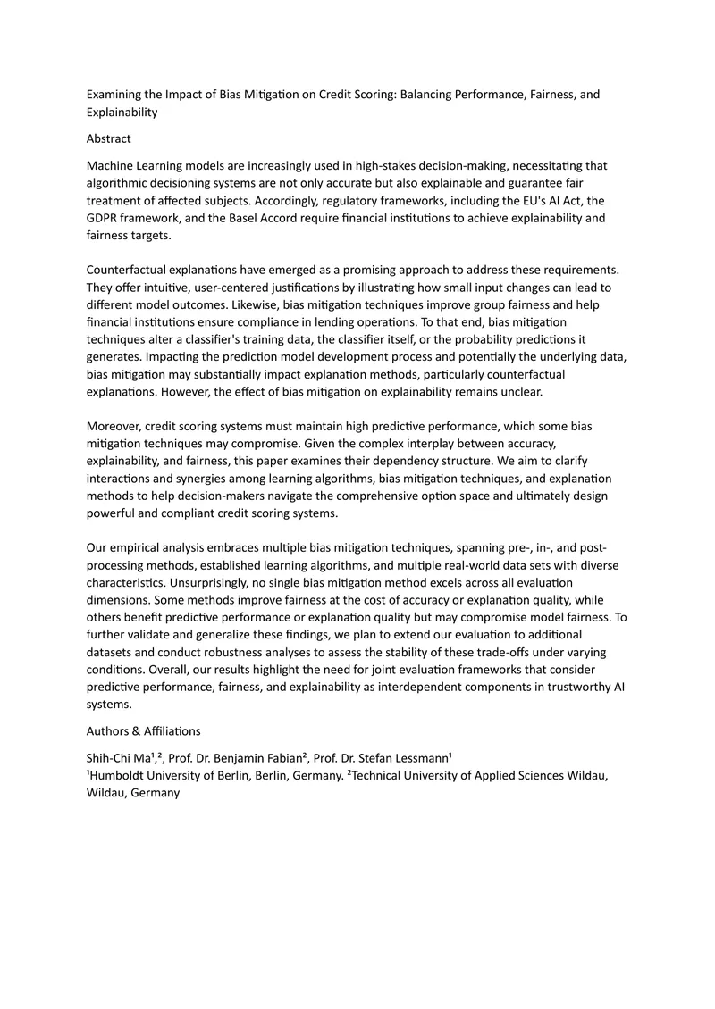 Impact of Bias Mitigation on Credit Scoring