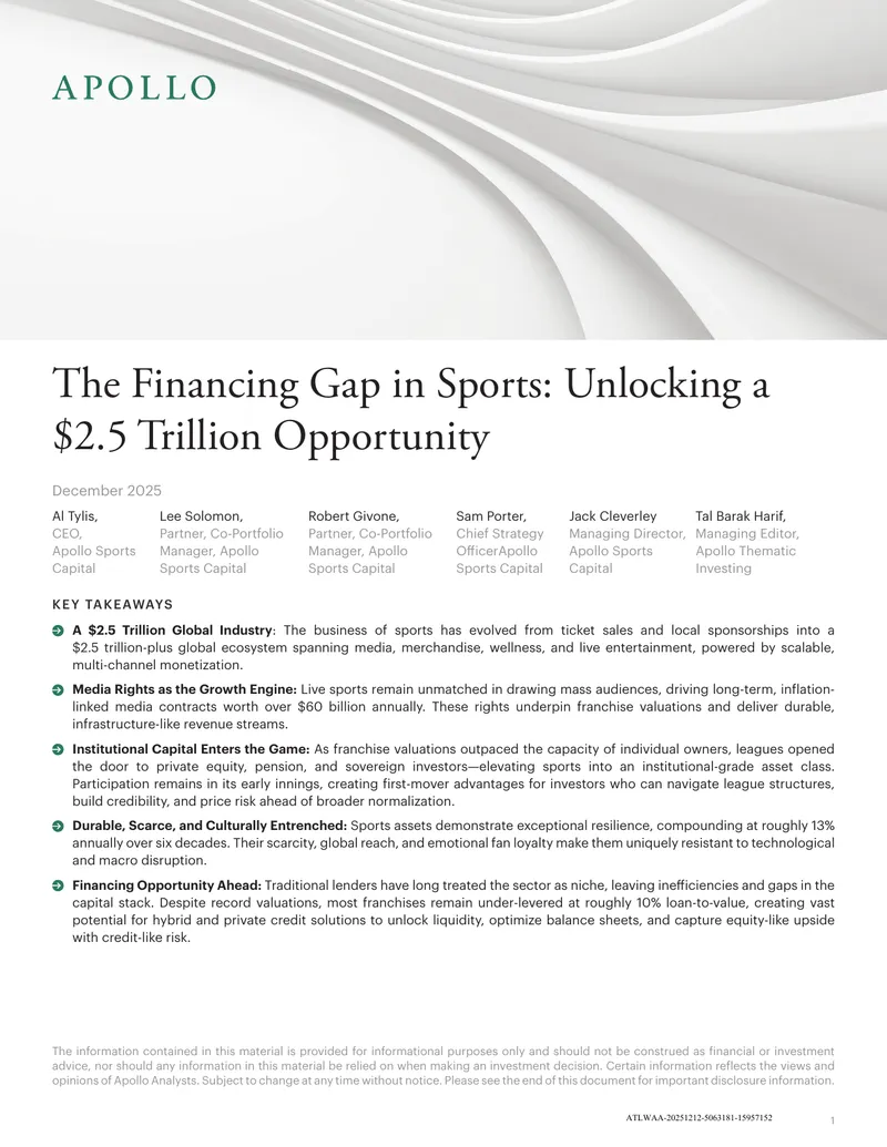 The Financing Gap in Sports and Investment Opportunities