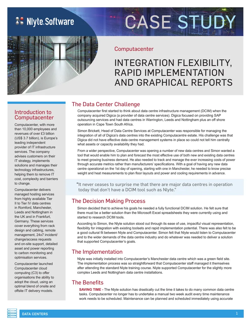 Implementation of Nlyte DCIM Solution at Computacenter