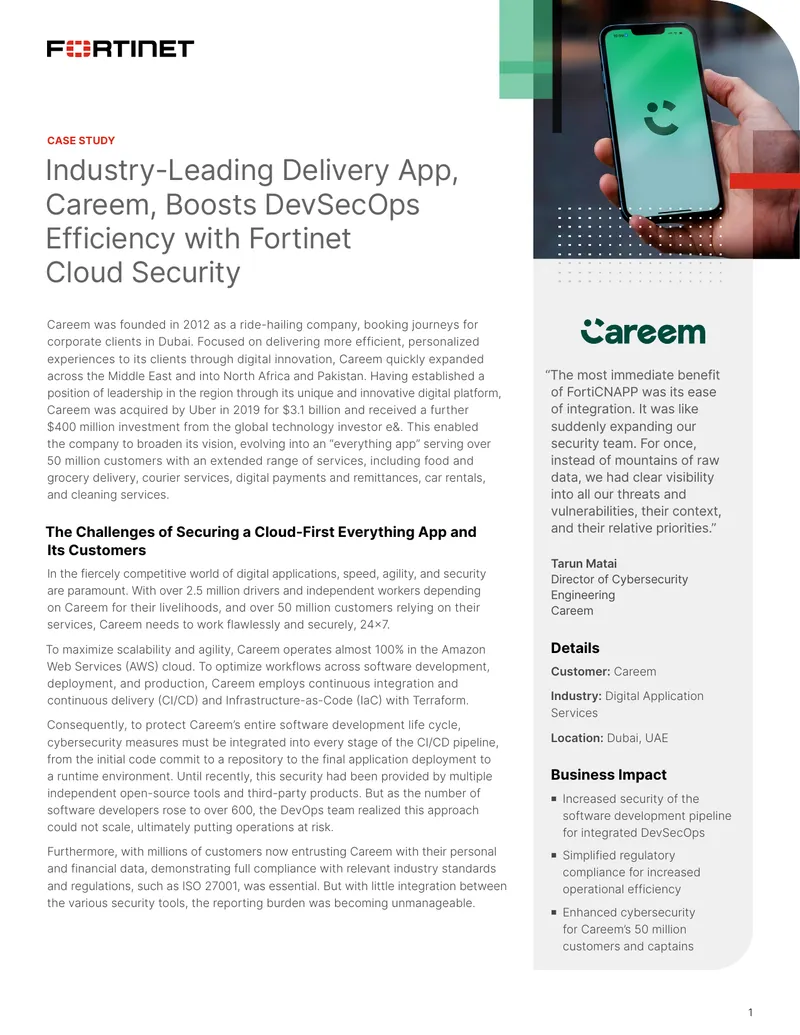 Careem Enhances DevSecOps with Fortinet Cloud Security