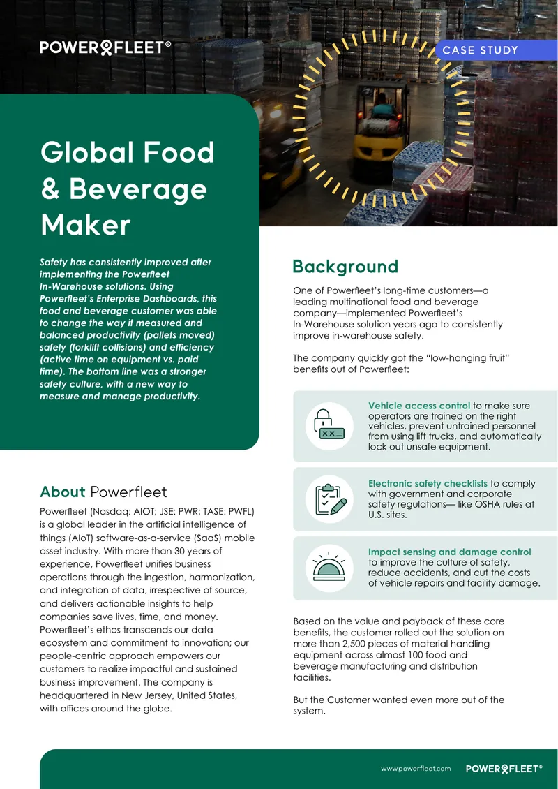 Powerfleet In-Warehouse Solution Implementation Case Study