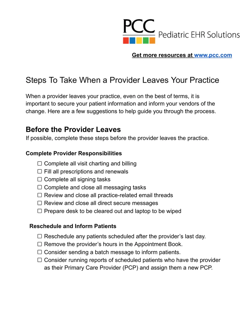 Steps to Take When a Provider Leaves Your Practice