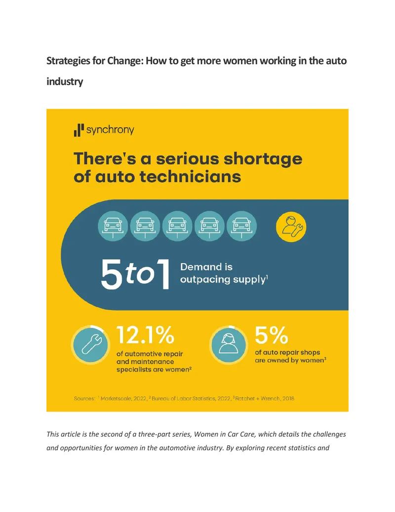 Strategies for Increasing Women's Participation in the Auto Industry