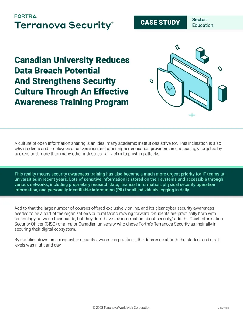 Canadian University Cyber Security Awareness Training Case Study