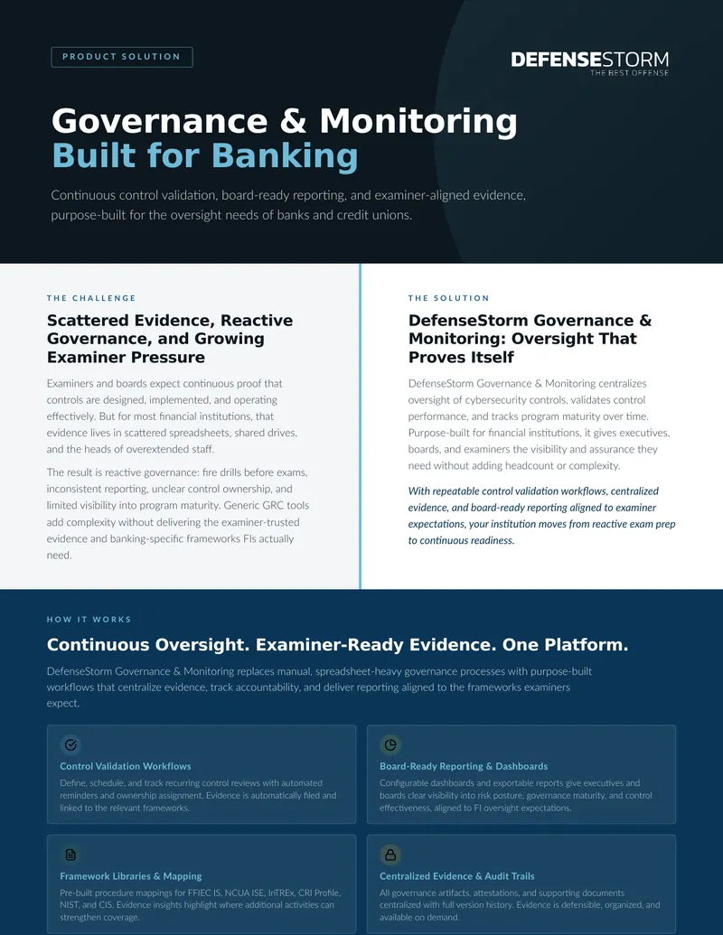 DefenseStorm Governance and Monitoring Overview