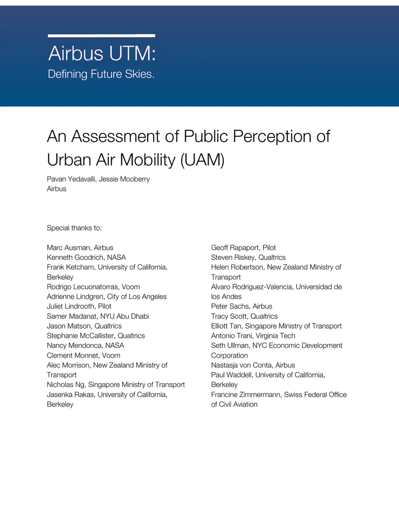 Assessment of Public Perception of Urban Air Mobility