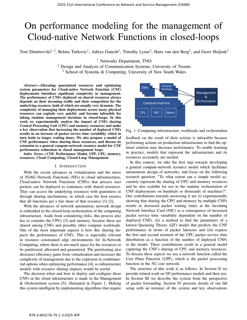 Performance Modeling for Cloud-native Network Functions Management