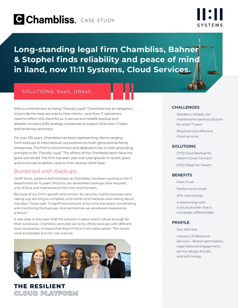 Chambliss Law Firm Cloud Backup Case Study