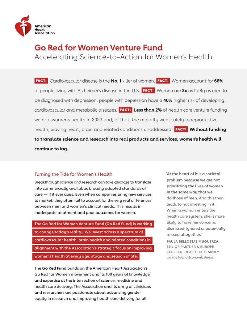 Go Red for Women Venture Fund Overview