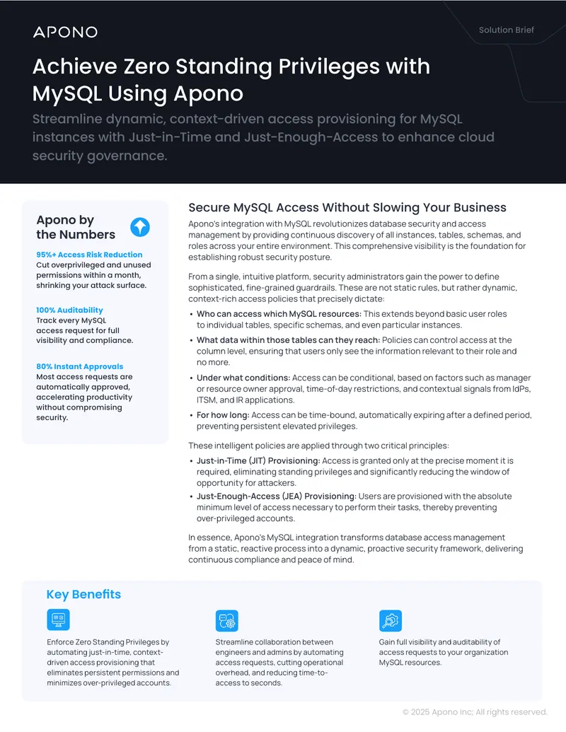 Zero Standing Privileges Access Provisioning for MySQL
