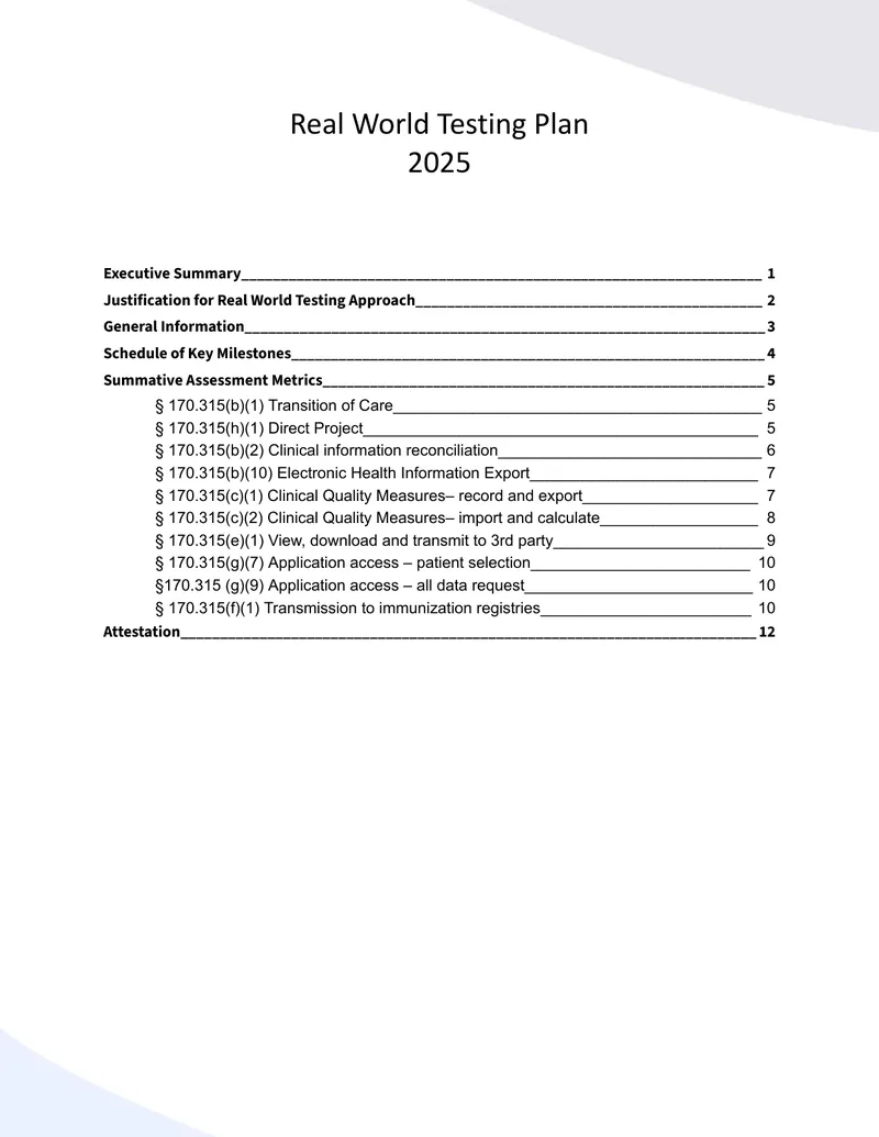 Clinicmind Real-World Testing Plan for EHR Compliance