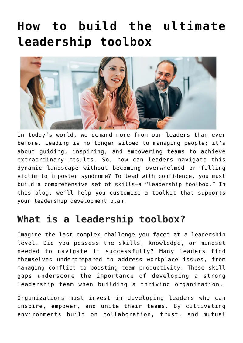 Building a Leadership Toolbox for Success