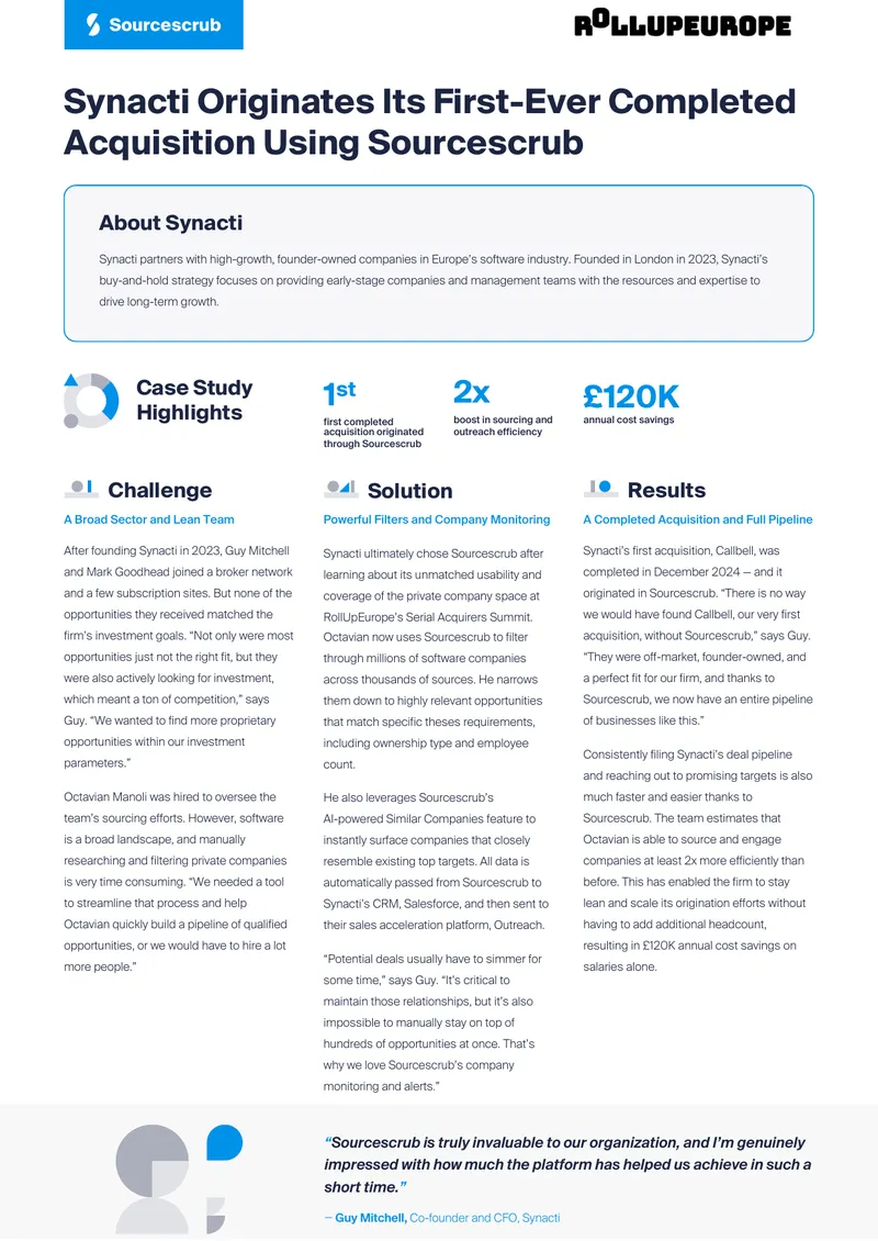 Synacti Acquisition Strategy Using Sourcescrub